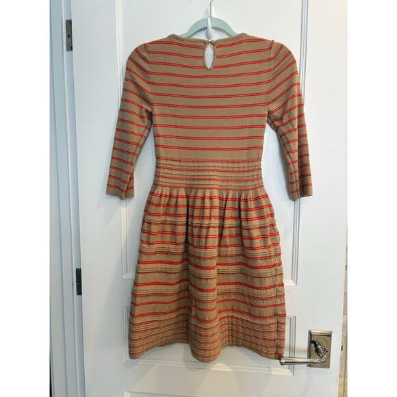 Knitted and Knotted Anthropologie Size Small S Beige Orange Stripe Sweater Dress - Picture 2 of 4